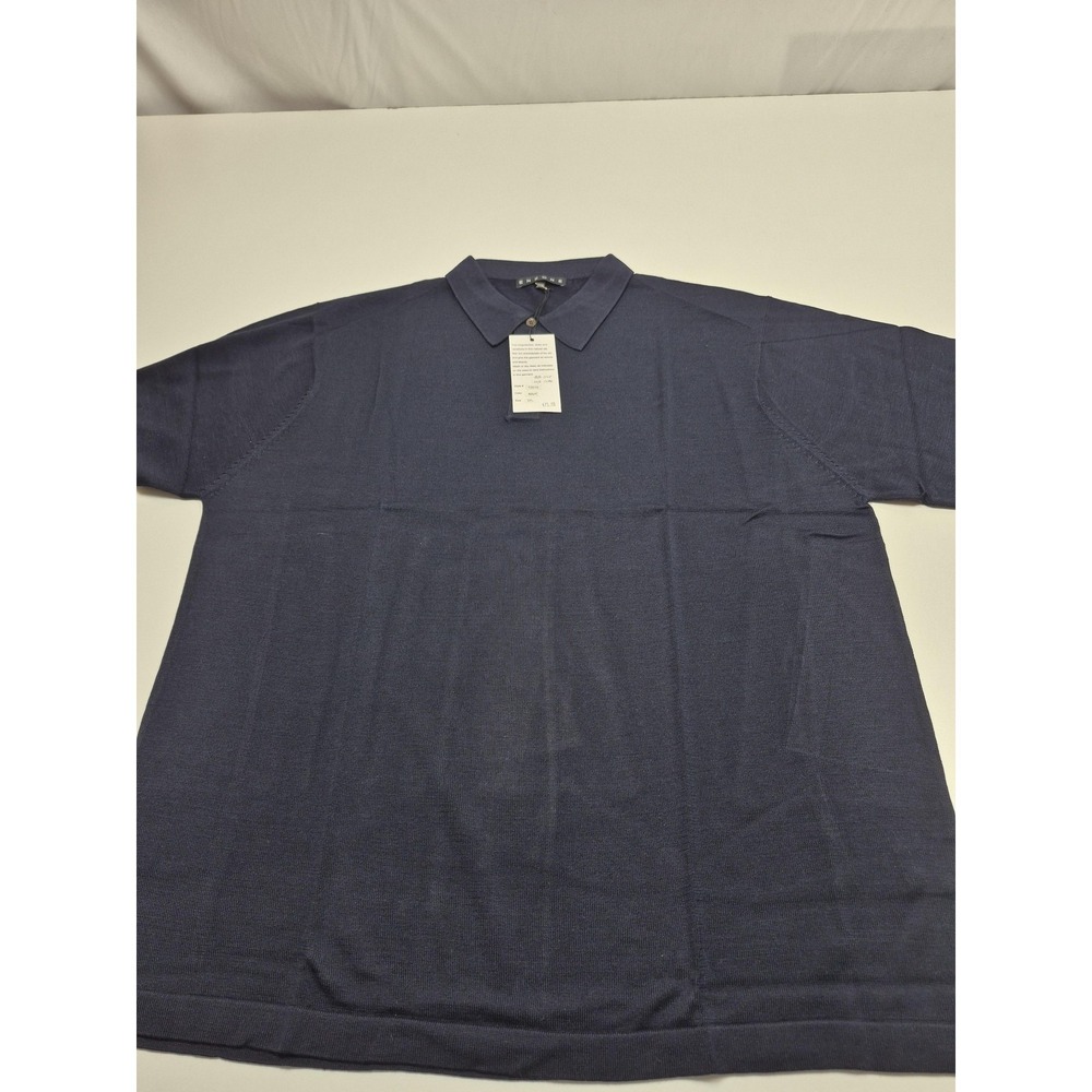 Enzone Polo Shirt Mens 3XL Navy Silk Cotton Knit Lightweight Short Sleeve 10015
